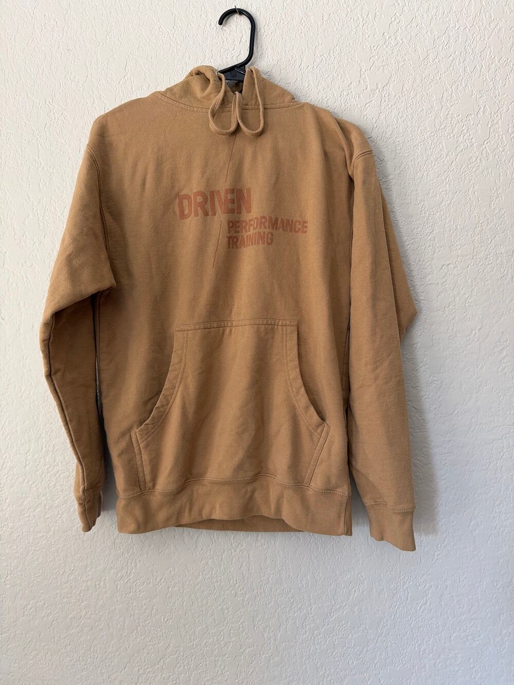Men’s tan hoodie by Independent trading company
